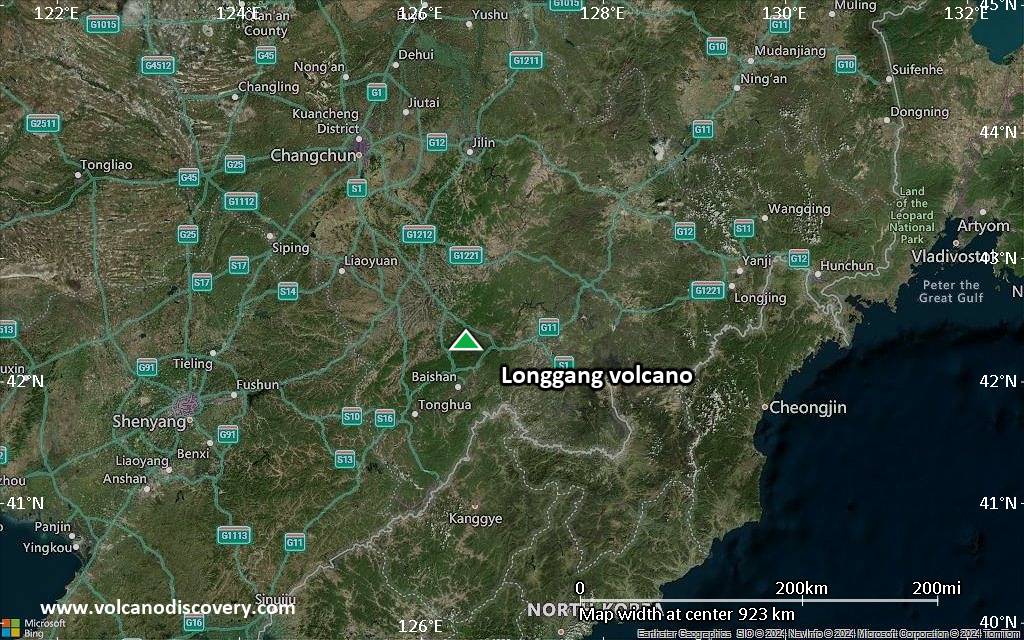 Satellite/aerial-type map of Longgang volcano (region scale small)