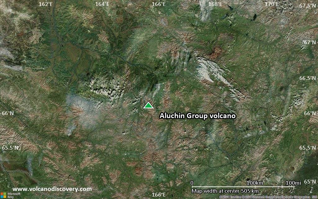 Satellite/aerial-type map of Aluchin Group volcano (region scale small)