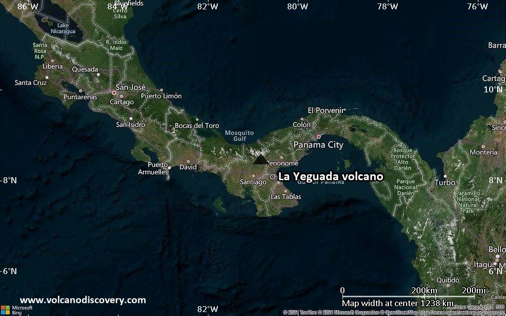 Satellite/aerial-type map of La Yeguada volcano (region scale small)
