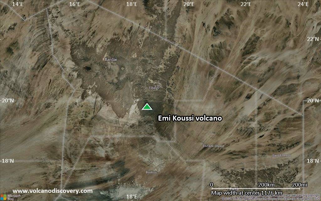 Satellite/aerial-type map of Emi Koussi volcano (region scale small)