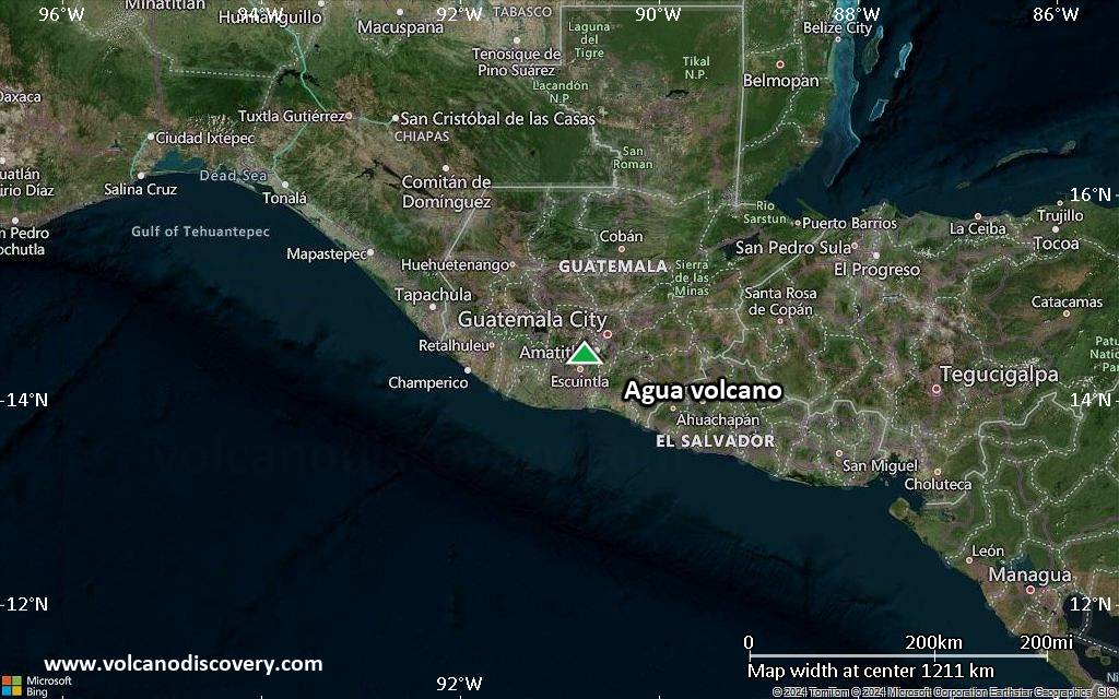 Satellite/aerial-type map of Agua volcano (region scale small)