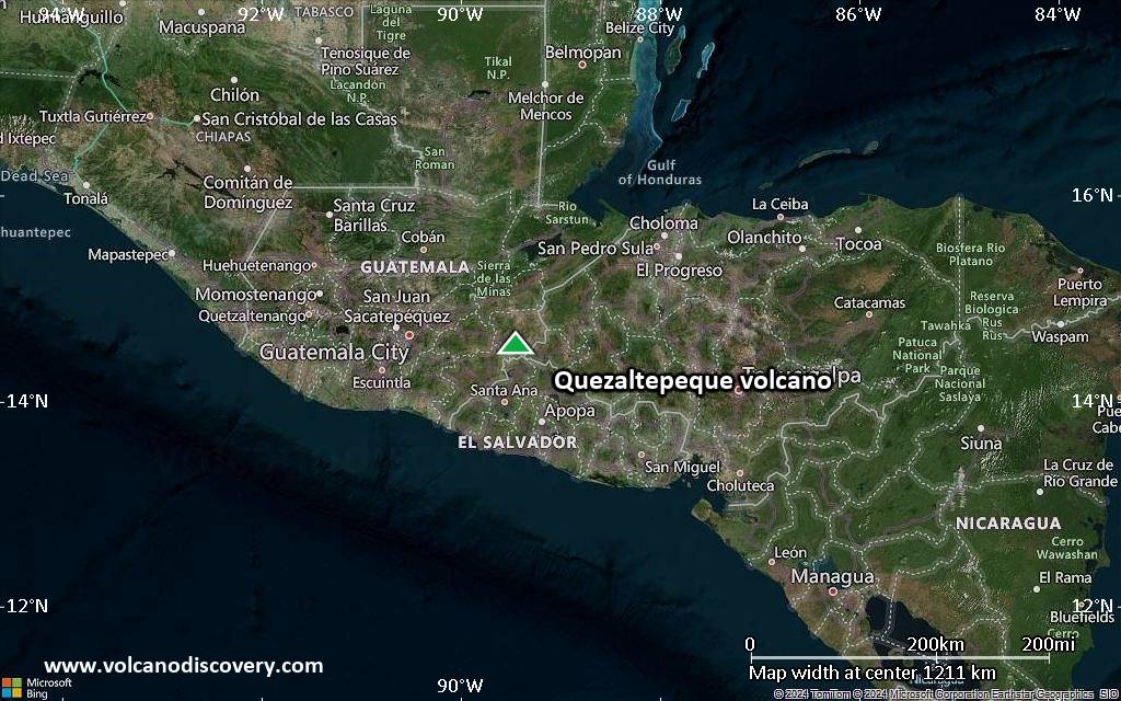 Satellite/aerial-type map of Quezaltepeque volcano (region scale small)