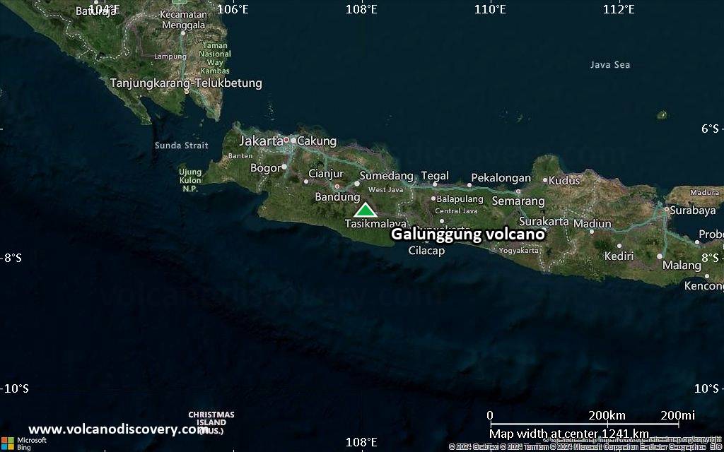 Satellite/aerial-type map of Galunggung volcano (region scale small)