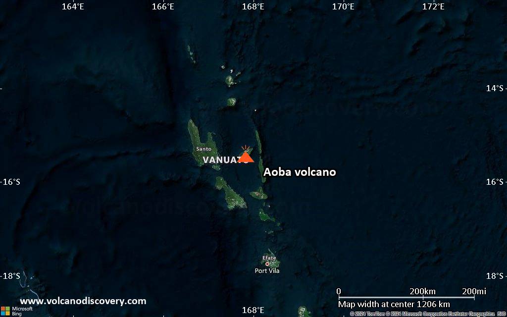 Satellite/aerial-type map of Aoba volcano (region scale small)