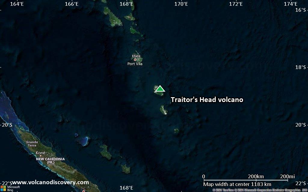Satellite/aerial-type map of Traitor's Head volcano (region scale small)