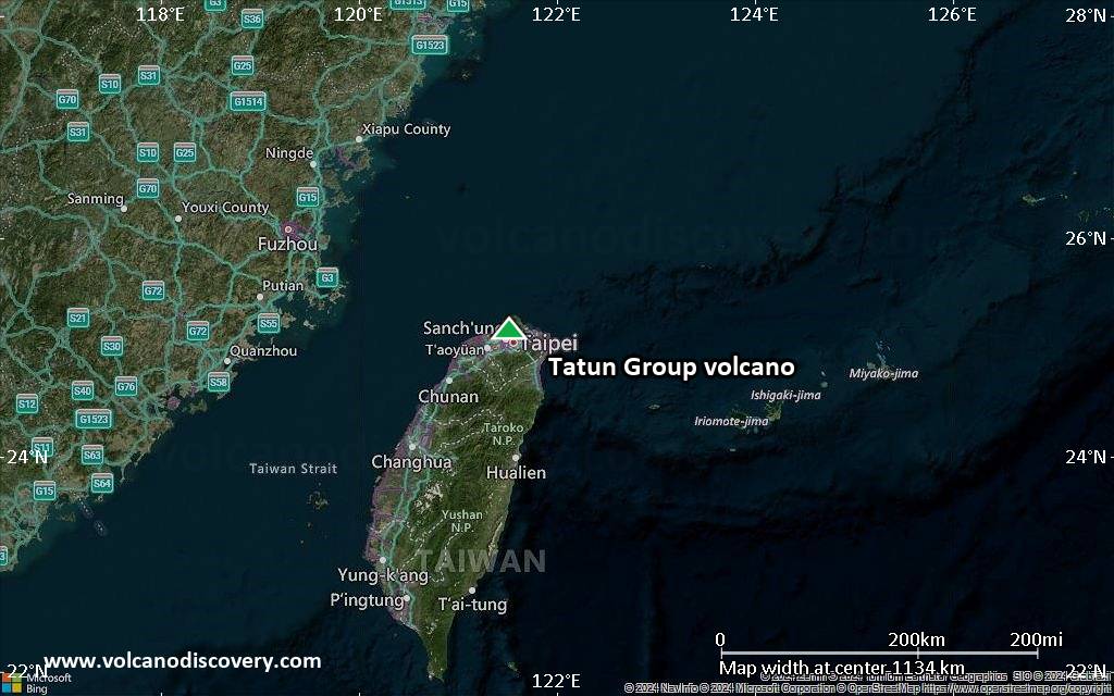 Satellite/aerial-type map of Tatun Group volcano (region scale small)