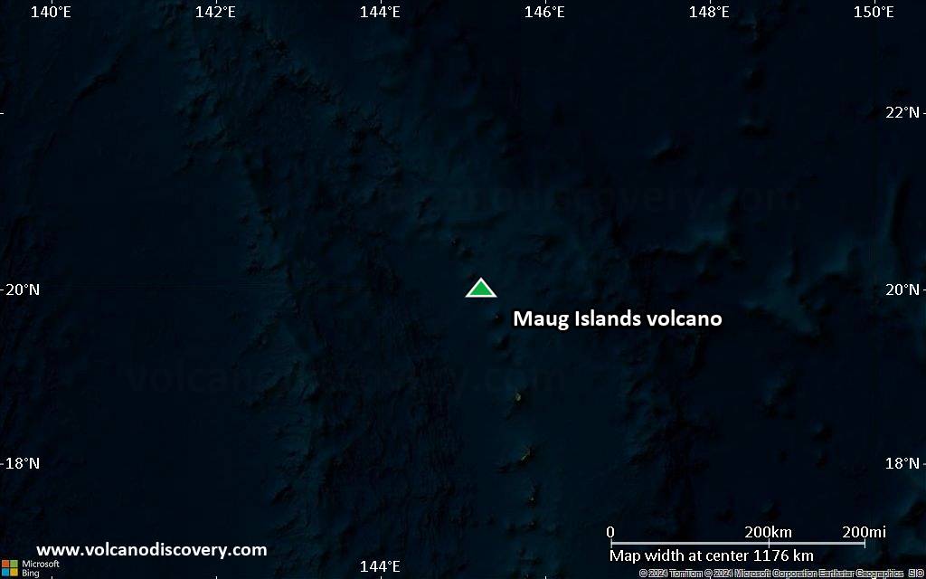 Satellite/aerial-type map of Maug Islands volcano (region scale small)