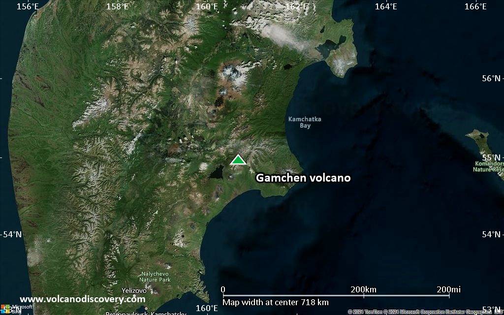 Satellite/aerial-type map of Gamchen volcano (region scale small)