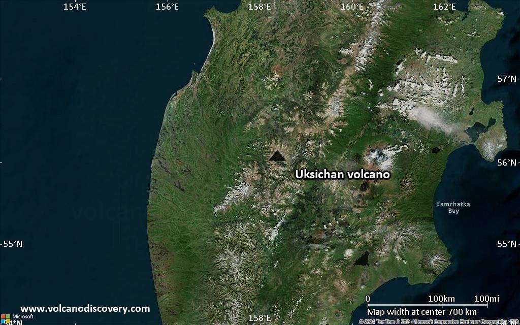 Satellite/aerial-type map of Uksichan volcano (region scale small)