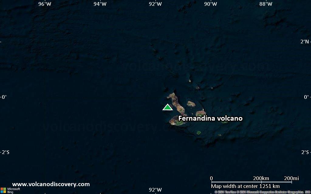 Satellite/aerial-type map of Fernandina volcano (region scale small)