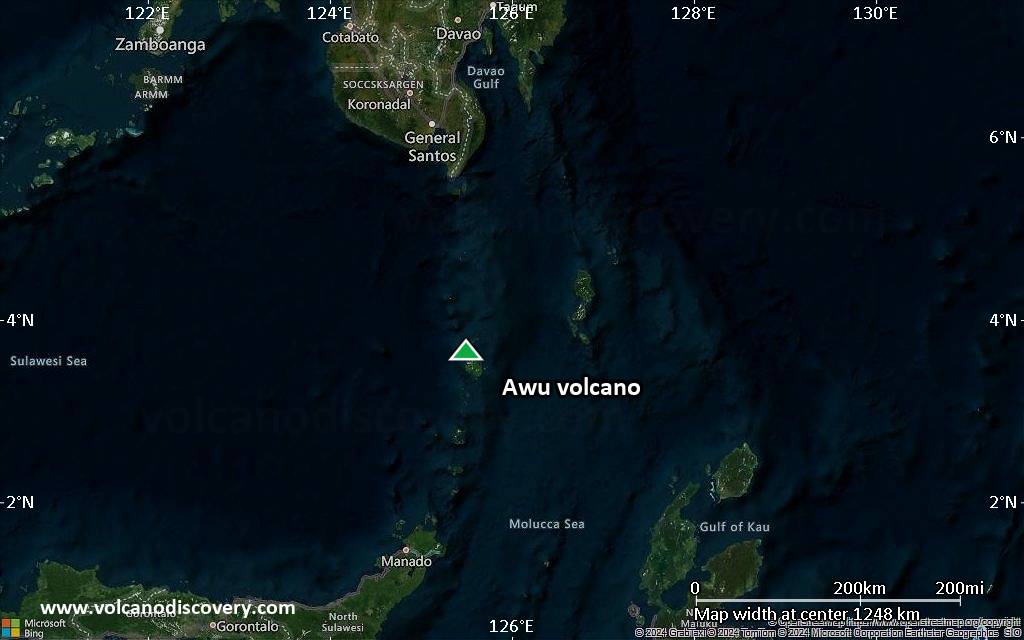 Satellite/aerial-type map of Awu volcano (region scale small)