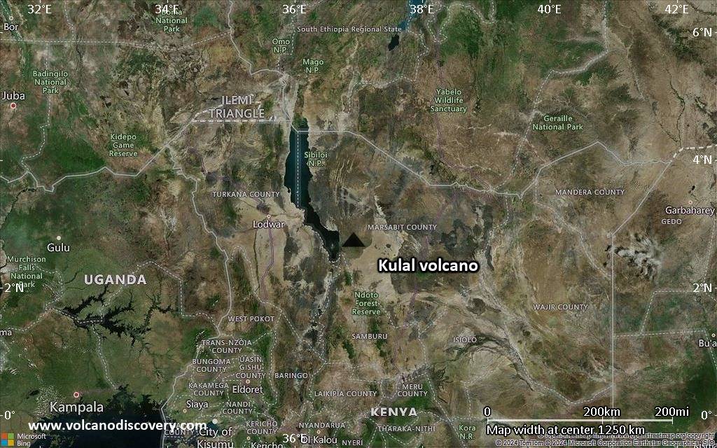 Satellite/aerial-type map of Kulal volcano (region scale small)