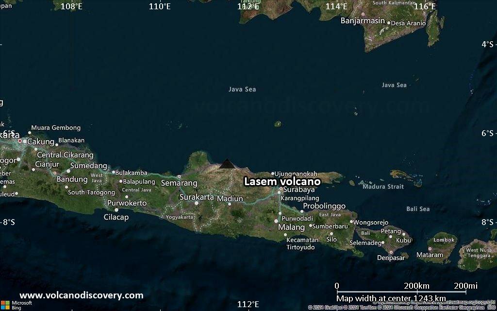 Satellite/aerial-type map of Lasem volcano (region scale small)