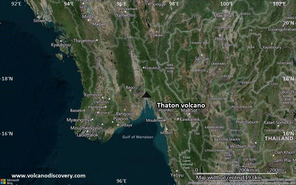 Satellite/aerial-type map of Thaton volcano (region scale small)