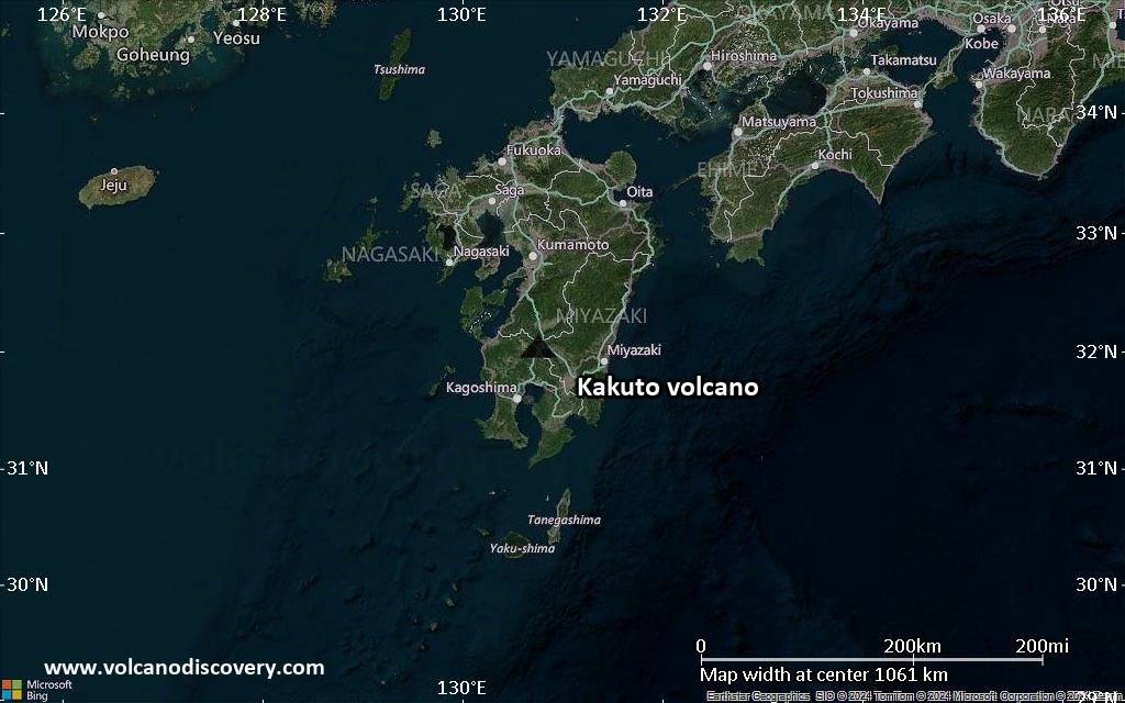 Satellite/aerial-type map of Kakuto volcano (region scale small)