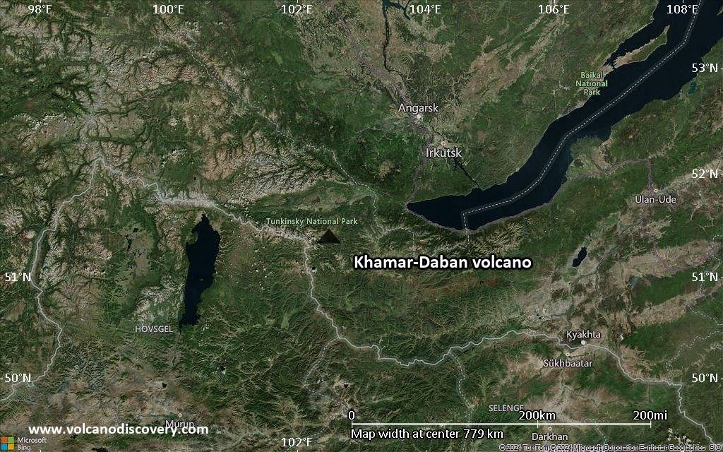 Satellite/aerial-type map of Khamar-Daban volcano (region scale small)