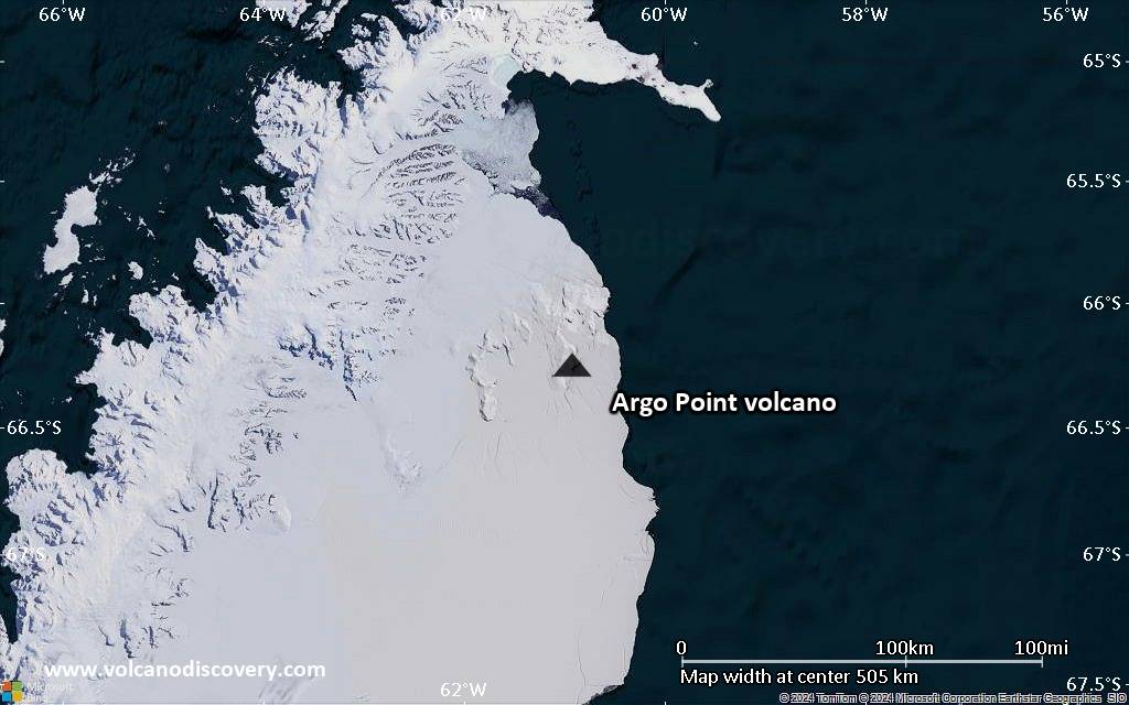 Satellite/aerial-type map of Argo Point volcano (region scale small)