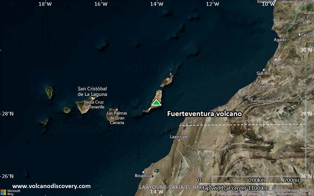 Satellite/aerial-type map of Fuerteventura volcano (region scale small)