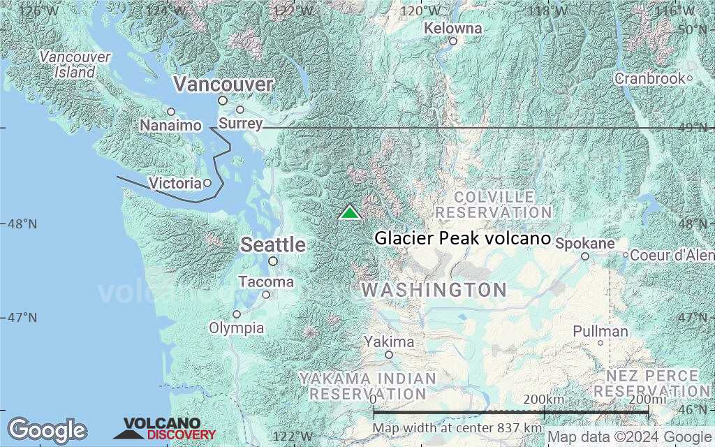 Terrain-type map of Glacier Peak volcano (region scale small)