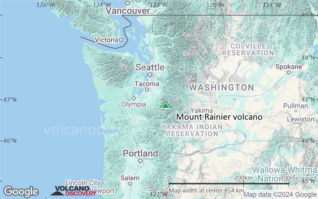 Terrain-type map of Mount Rainier volcano (region scale small)