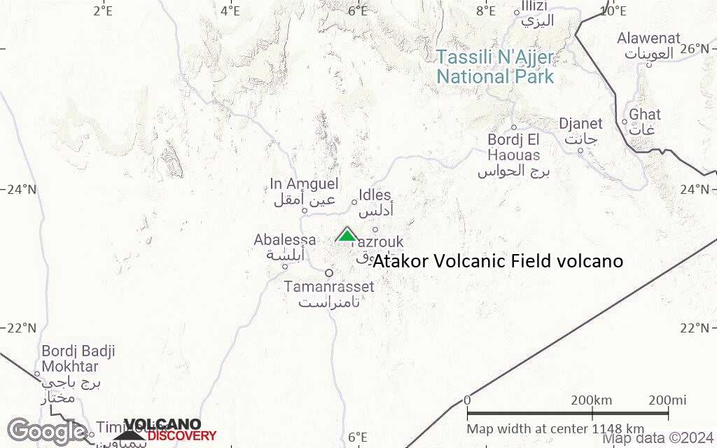 Terrain-type map of Atakor Volcanic Field volcano (region scale small)