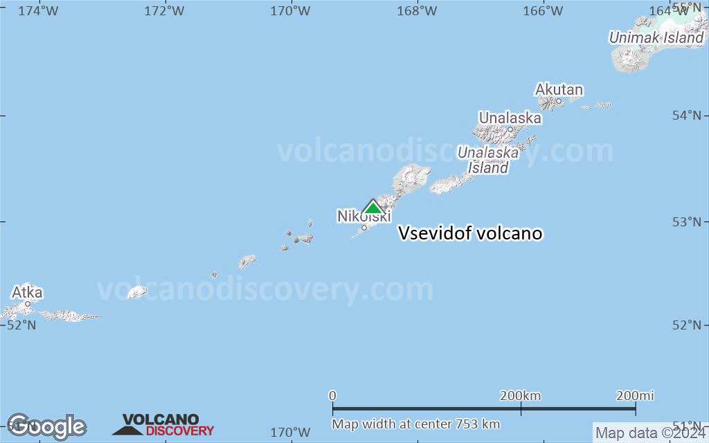 Terrain-type map of Vsevidof volcano (region scale small)