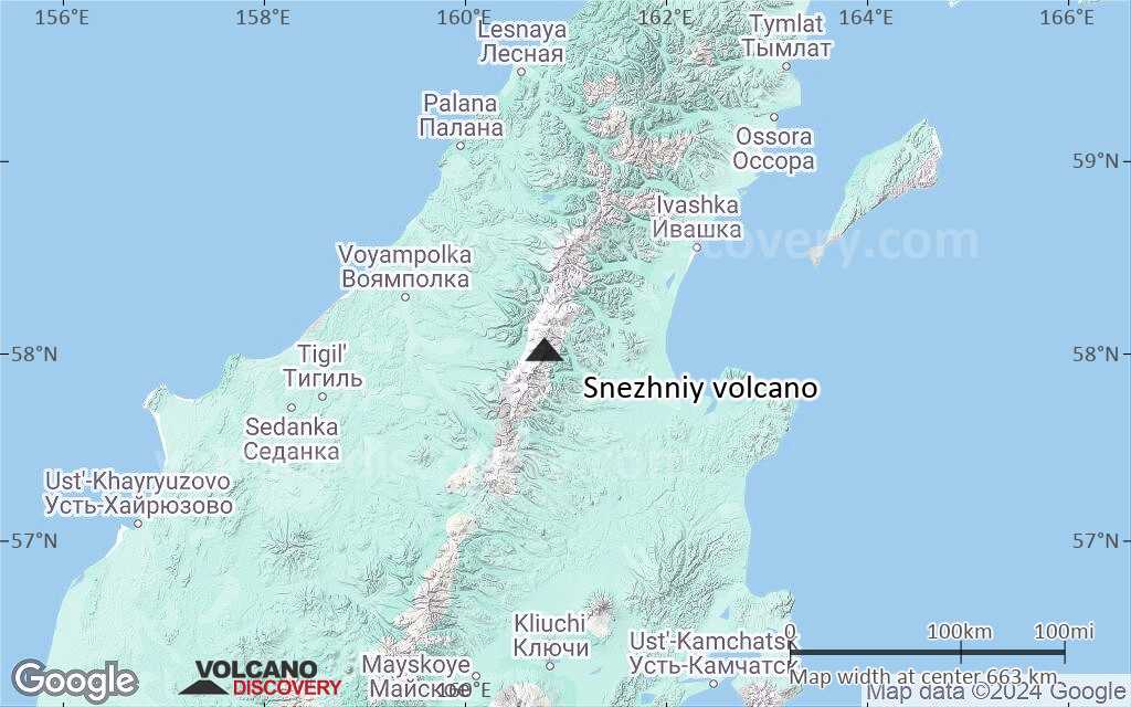 Terrain-type map of Snezhniy volcano (region scale small)