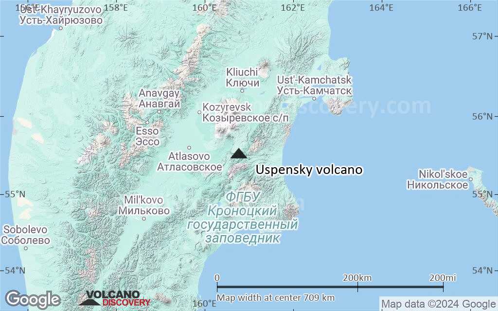 Terrain-type map of Uspensky volcano (region scale small)