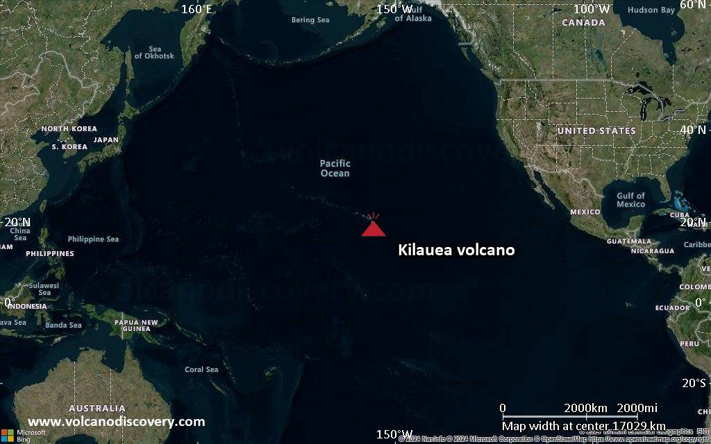 Satellite/aerial-type map of Kilauea volcano (world scale)