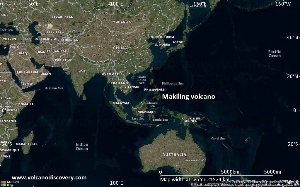 Satellite/aerial-type map of Makiling volcano (world scale)