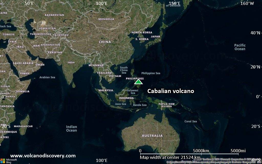 Satellite/aerial-type map of Cabalian volcano (world scale)