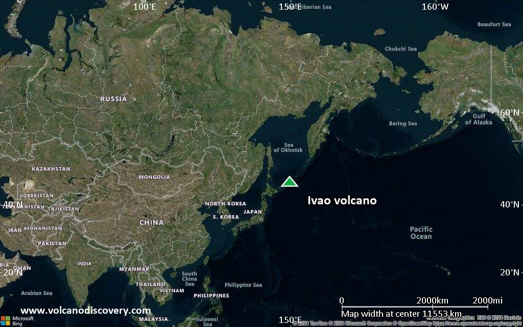 Satellite/aerial-type map of Ivao volcano (world scale)