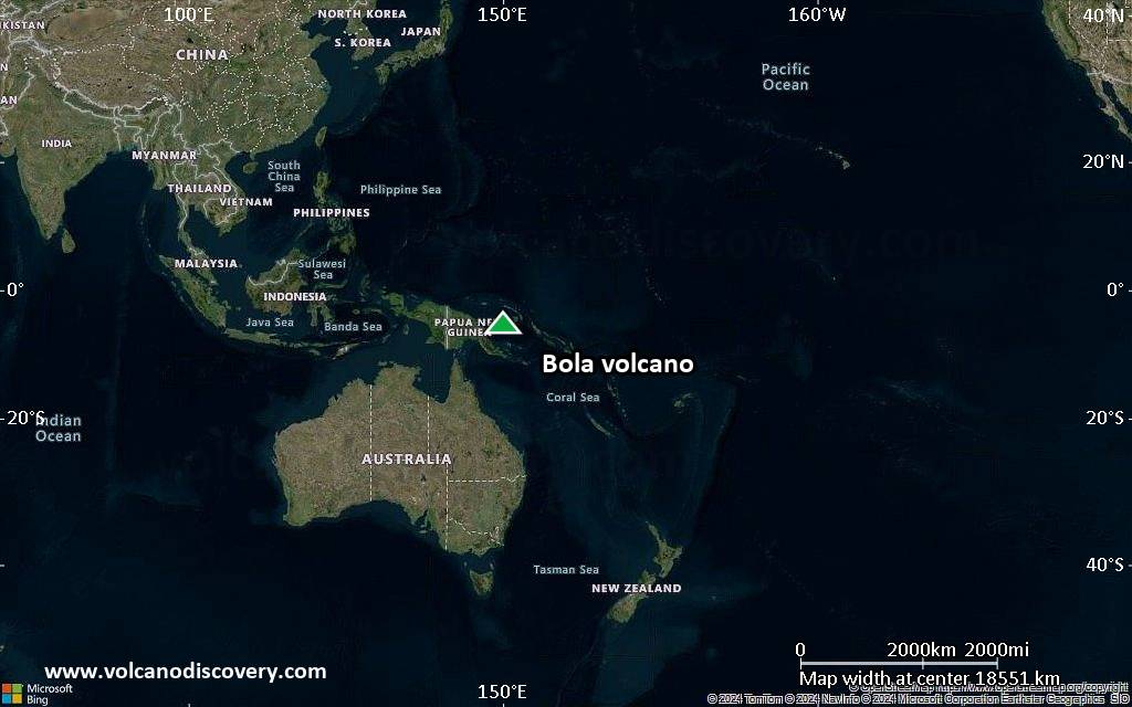 Satellite/aerial-type map of Bola volcano (world scale)