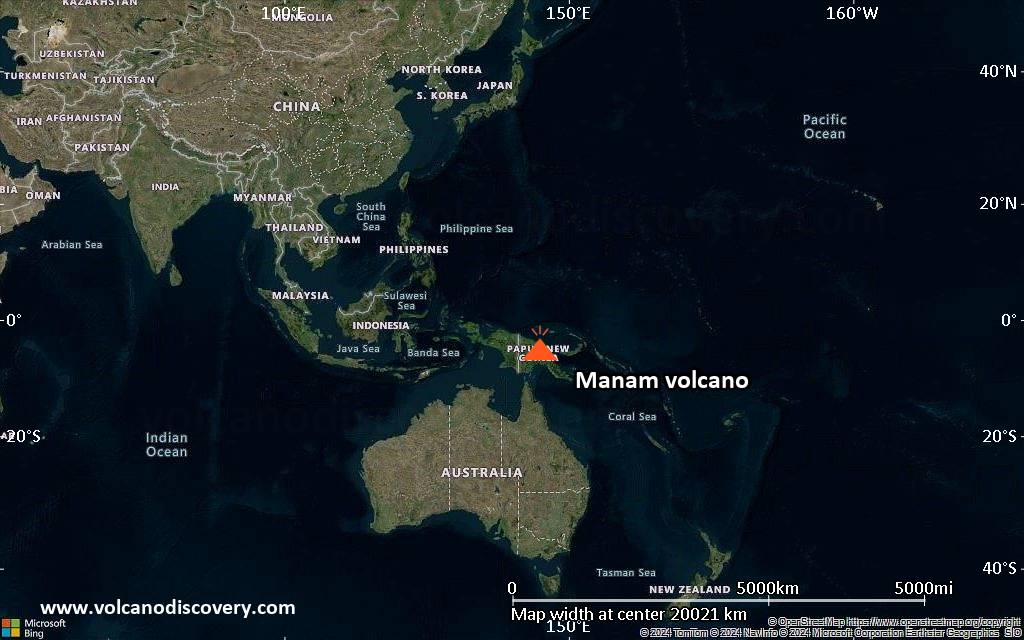 Satellite/aerial-type map of Manam volcano (world scale)