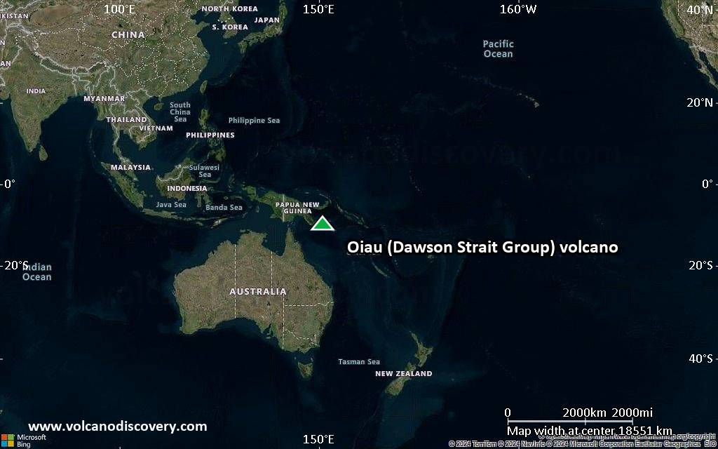 Satellite/aerial-type map of Oiau (Dawson Strait Group) volcano (world scale)
