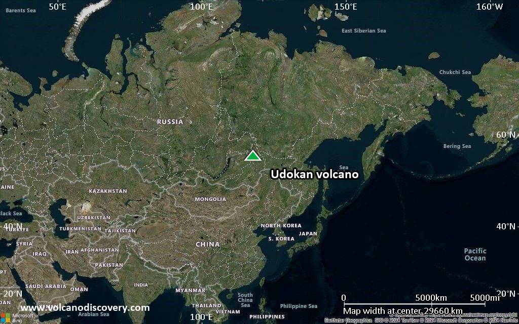 Satellite/aerial-type map of Udokan volcano (world scale)