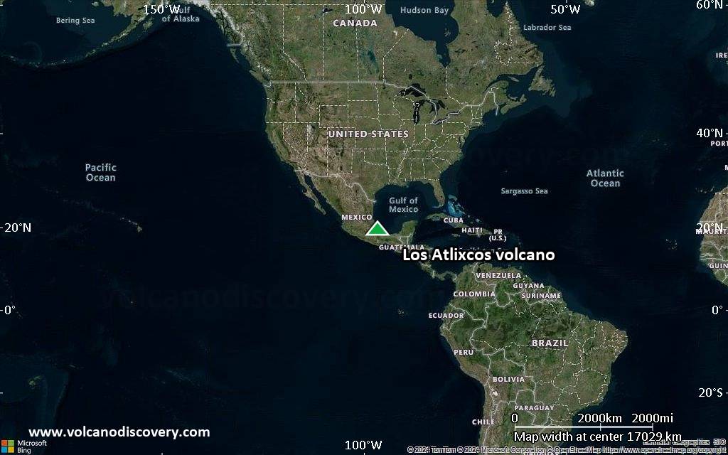 Satellite/aerial-type map of Los Atlixcos volcano (world scale)