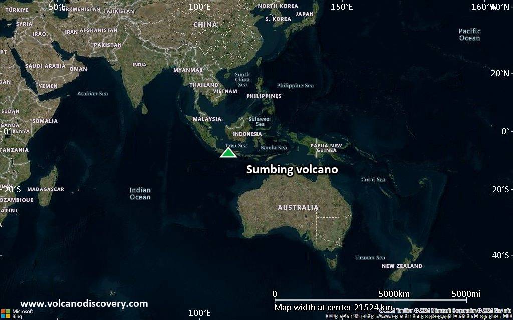 Satellite/aerial-type map of Sumbing volcano (world scale)