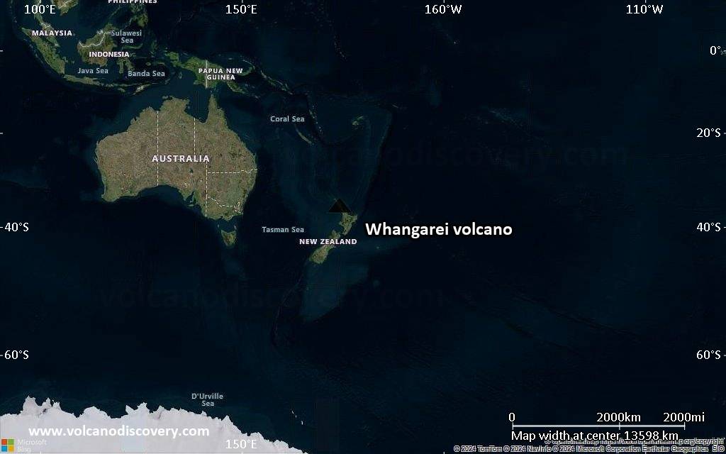 Satellite/aerial-type map of Whangarei volcano (world scale)