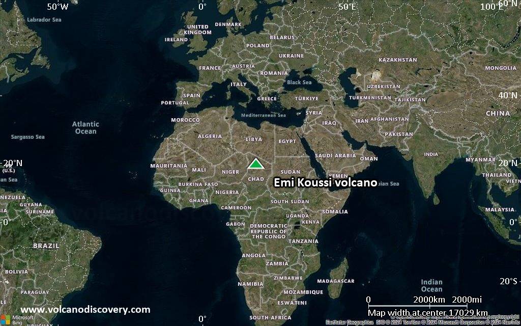 Satellite/aerial-type map of Emi Koussi volcano (world scale)