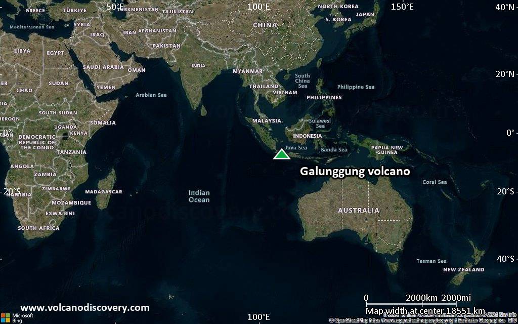Satellite/aerial-type map of Galunggung volcano (world scale)