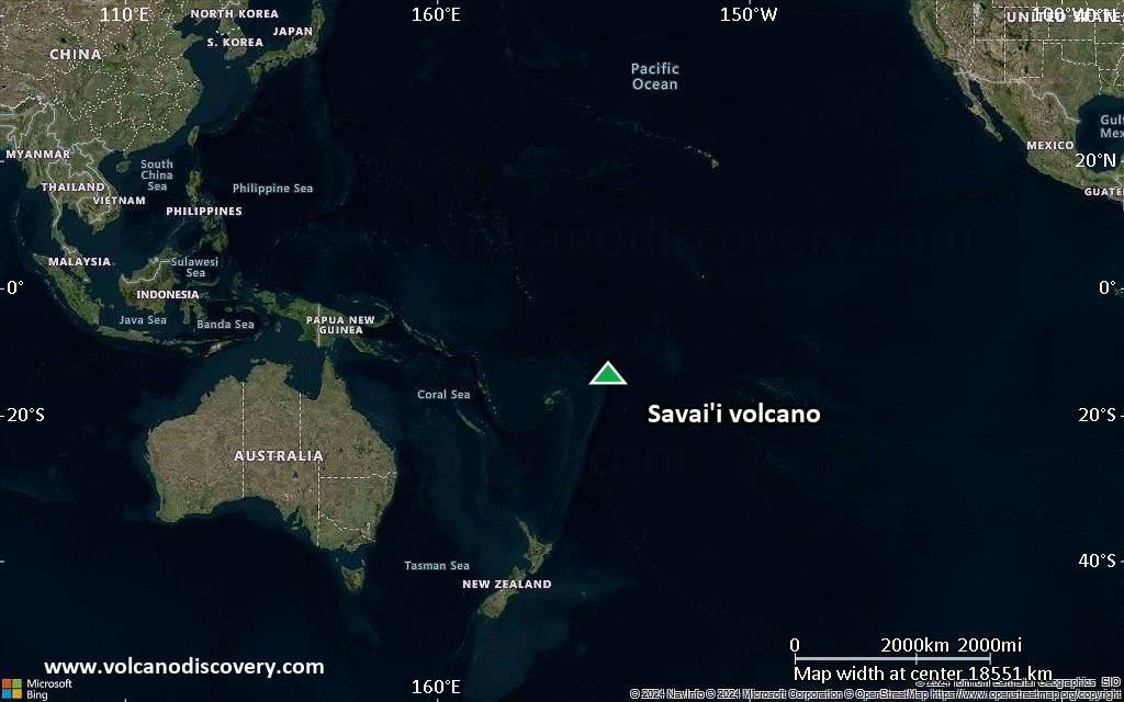 Satellite/aerial-type map of Savai'i volcano (world scale)