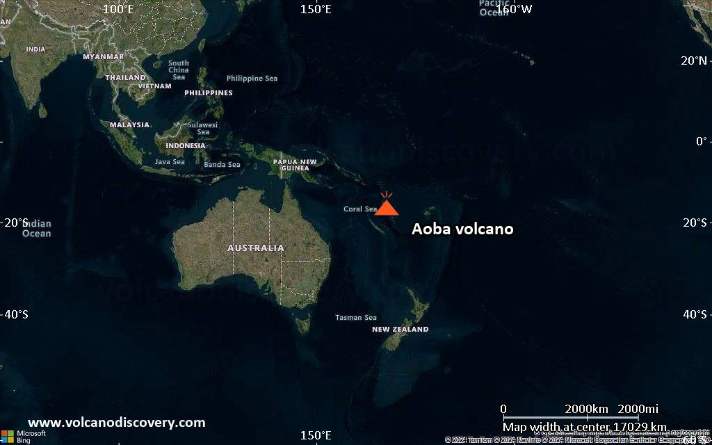Satellite/aerial-type map of Aoba volcano (world scale)