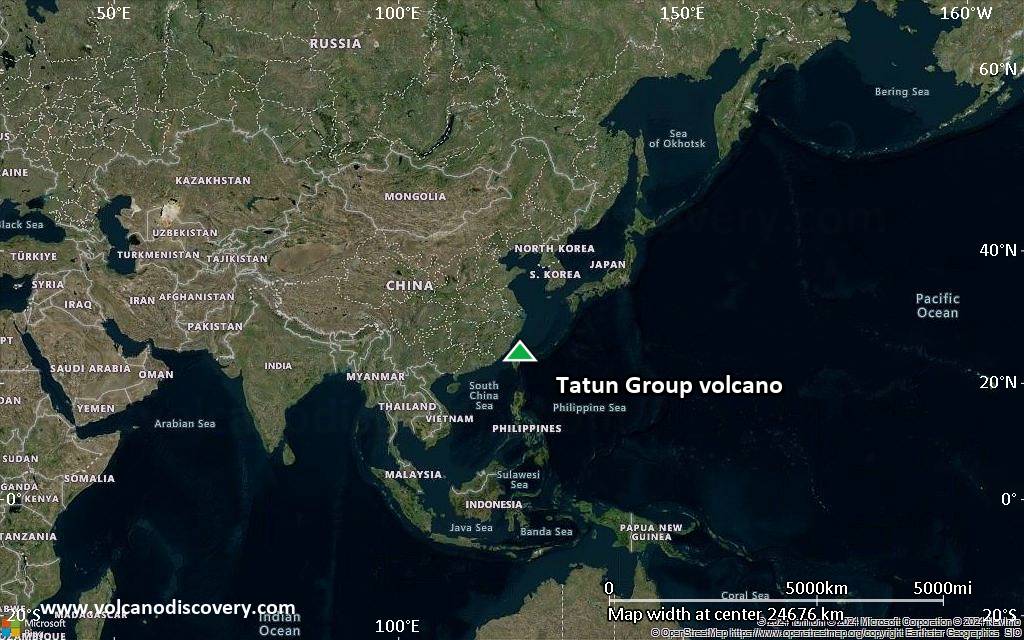 Satellite/aerial-type map of Tatun Group volcano (world scale)