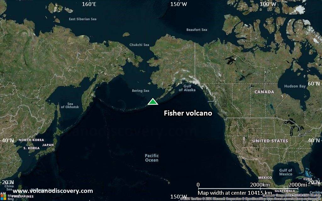 Satellite/aerial-type map of Fisher volcano (world scale)