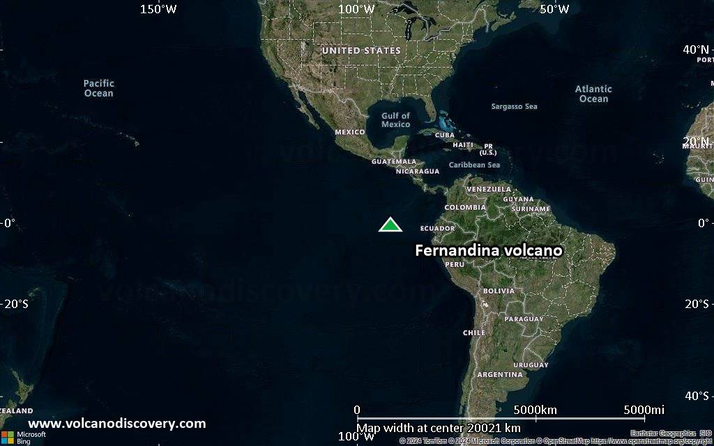 Satellite/aerial-type map of Fernandina volcano (world scale)