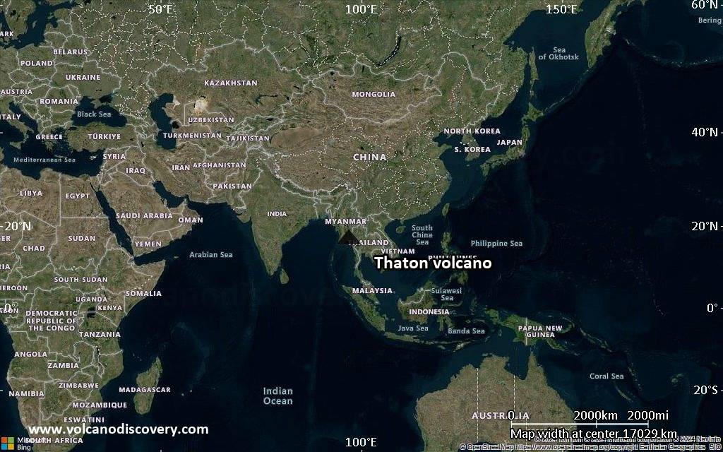 Satellite/aerial-type map of Thaton volcano (world scale)