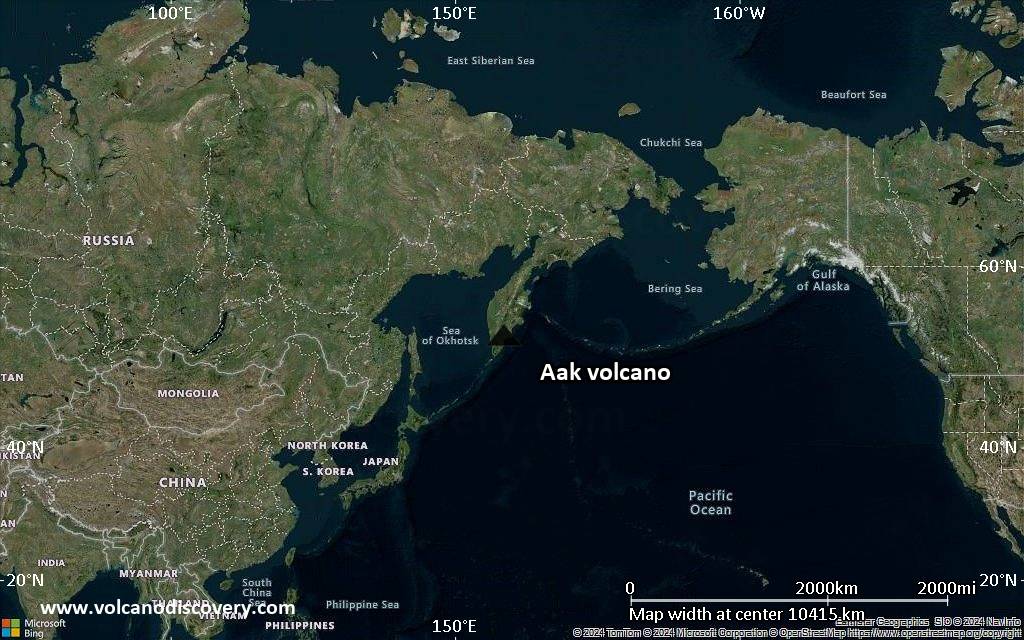 Satellite/aerial-type map of Aak volcano (world scale)