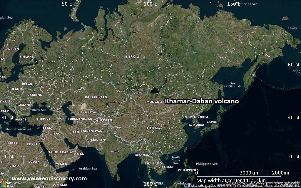 Satellite/aerial-type map of Khamar-Daban volcano (world scale)