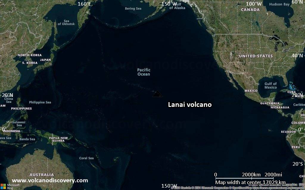 Satellite/aerial-type map of Lanai volcano (world scale)